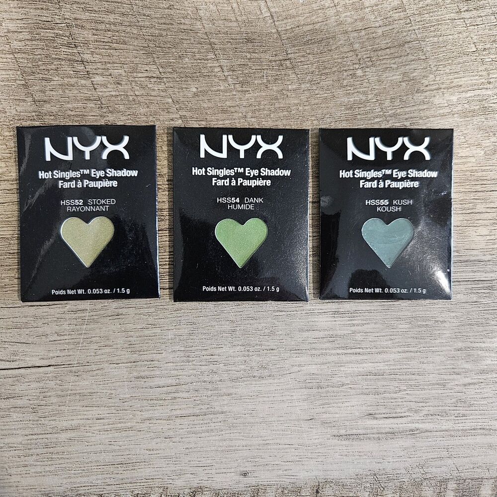 Mix Lot of 3 NYX Hot Singles Eye Shadow Refills HSS 52, 55, 54, Green Shade